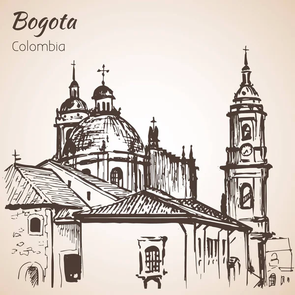 Cattedrale Primaziale di Bogotà. Schizzo — Vettoriale Stock