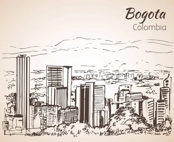 Vista panorámica de Bogotá. Boceto. Aislado sobre fondo blanco — Vector de stock