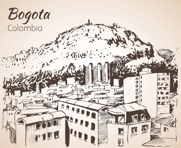 Vista panorâmica de Bogotá. Esboço . —  Vetores de Stock