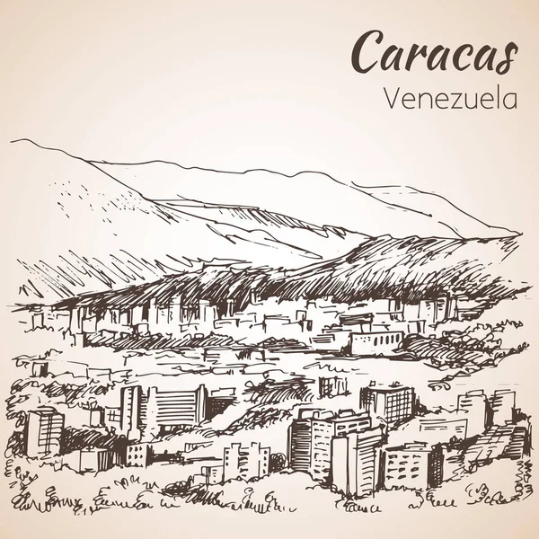 Panoramatický pohled z Caracas, Venezuela. Skica. — Stockový vektor