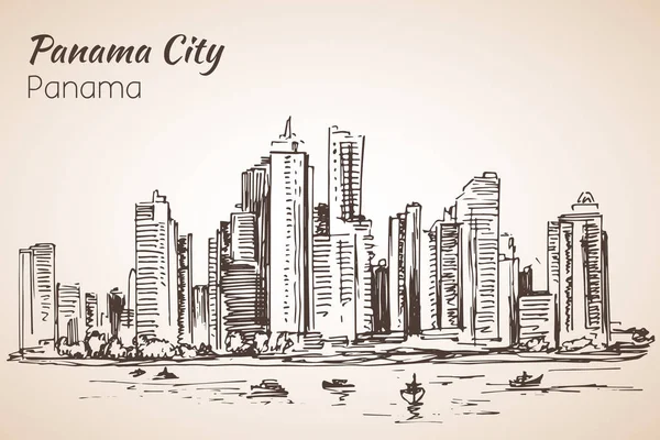 Panama city sityscape skiss. Panama. — Stock vektor