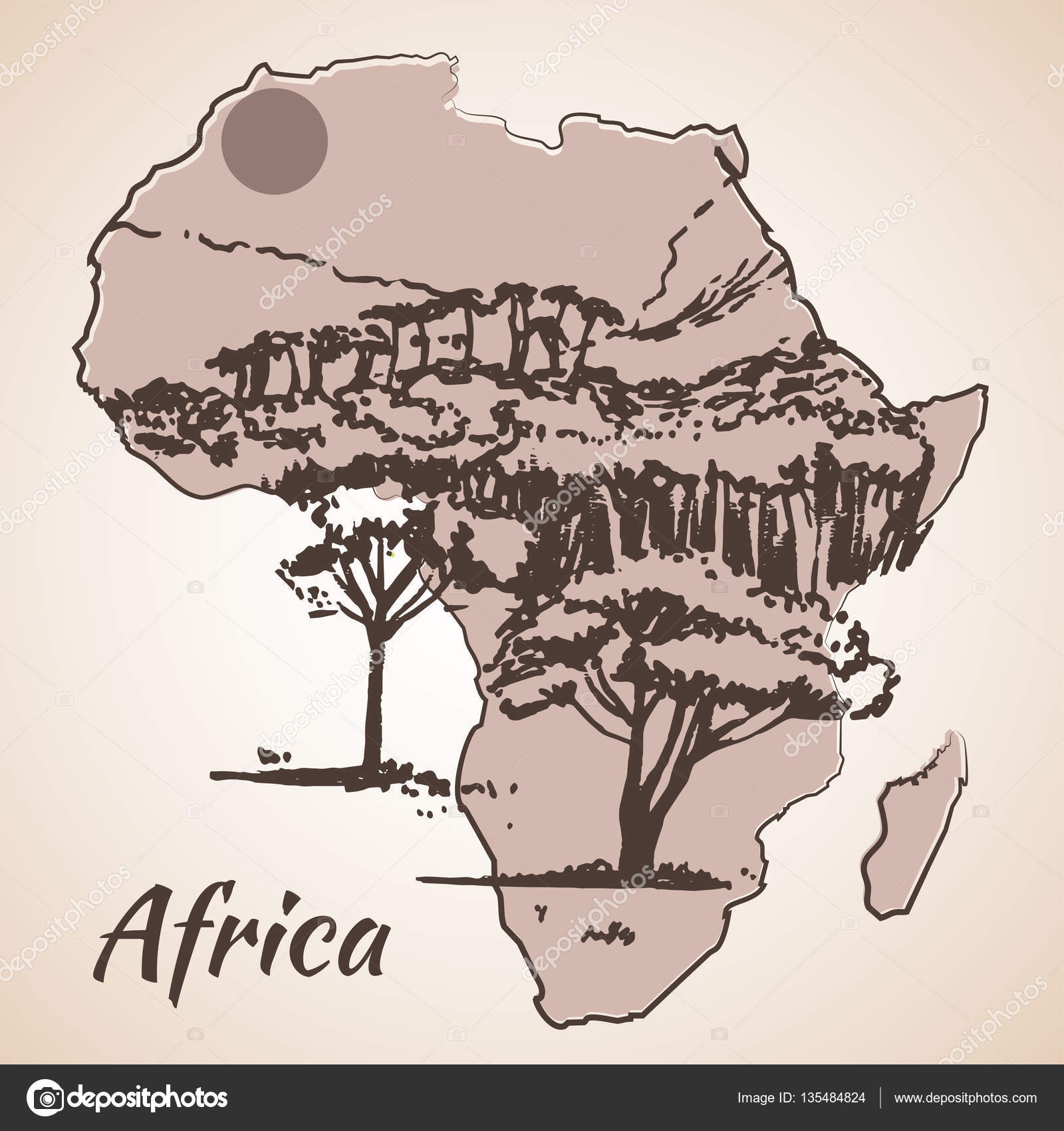 Africa Map Sketch / Africa Map Sketch High Res Stock Images