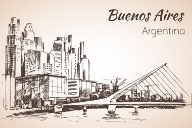 Buenos Aires cityscape. Arjantin. Kroki.