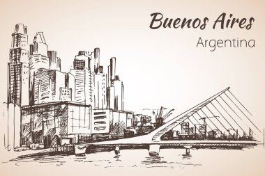 Buenos Aires cityscape. Argentina. Sketch. clipart