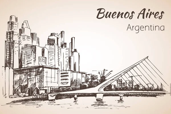 Buenos Aires cityscape. Argentina. Sketch. — Stock Vector