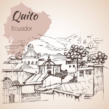 Quito hand drawn sketch. Ecuador. clipart