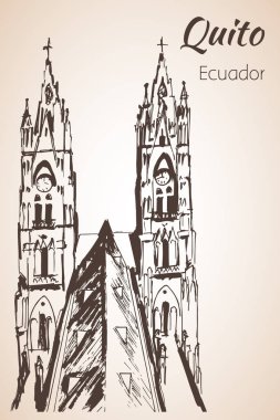 Quito el çizilmiş kroki. Ekvador.