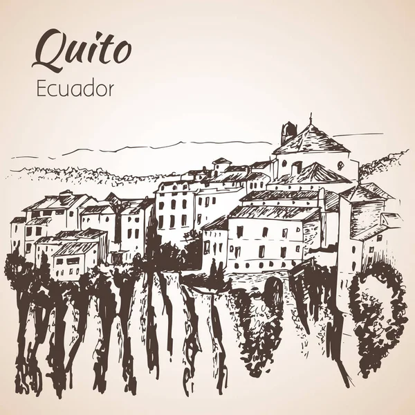 Quito hand getrokken schets. Ecuador. — Stockvector