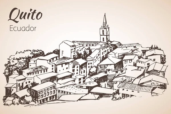 Quito handgezeichnete Skizze. Ecuador. — Stockvektor