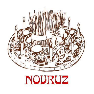 Novruz tepsi tatlılar ve mum. 