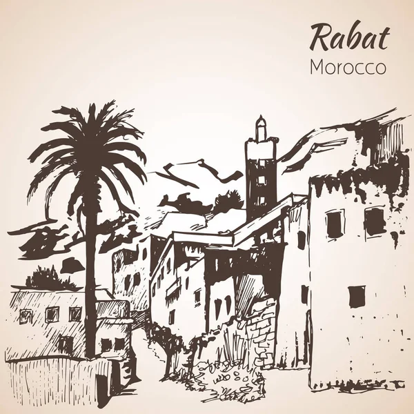 Rabat-Stadt. Marokko. Skizze. — Stockvektor