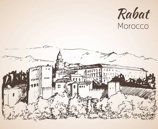 Ciudad de Rabat. Marruecos. Esbozo . — Vector de stock