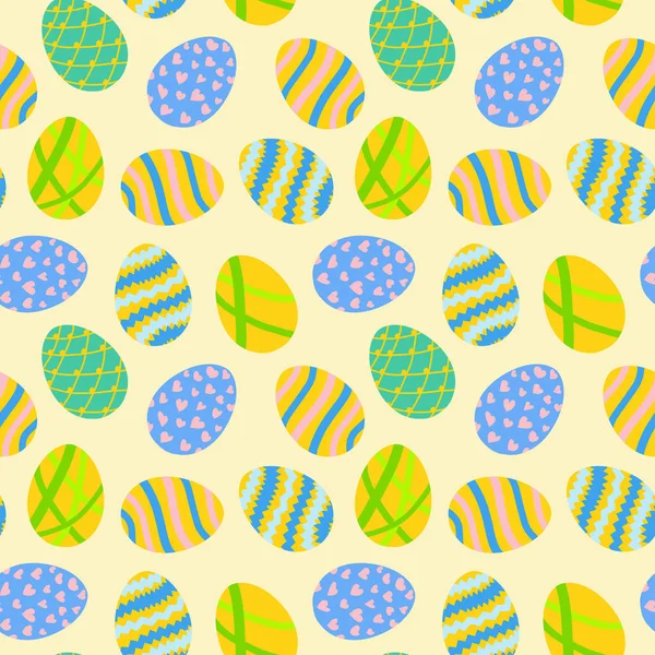 Background with different simlpe Easter eggs. — Stock Vector