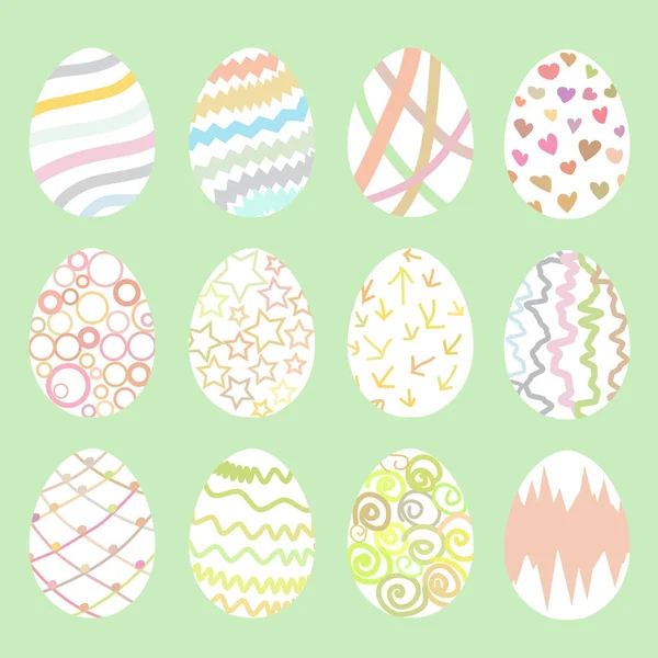 Set of different simlpe Easter eggs. — Stock Vector