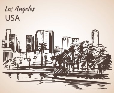 Los Angeles cityscape kroki. 