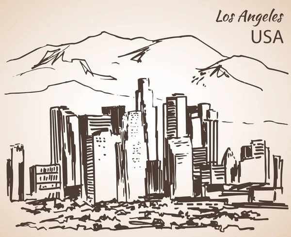 Los Angeles cityscape sketch. — Stock Vector