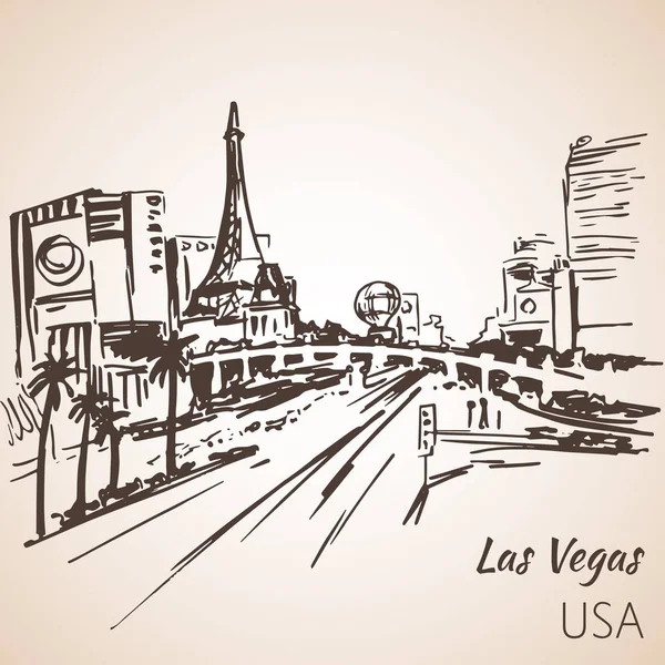 Las Vegas városkép vázlat. — Stock Vector