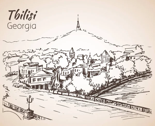 旧トビリシ、グルジアのパノラマビュー. — ストックベクタ
