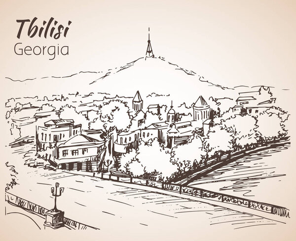 Panoramic view of old Tbilisi, Georgia. 