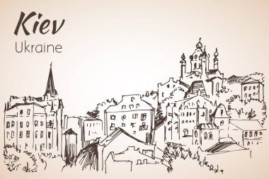 Kiev cityscape robot ile köprü. 