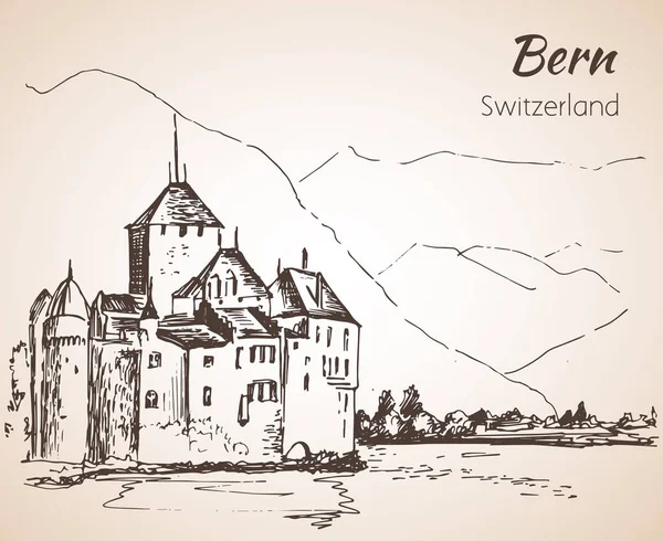 Bosquejo de la ciudad de Berna. Suiza . — Archivo Imágenes Vectoriales