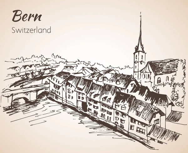 Bosquejo de la ciudad de Berna. Suiza . — Archivo Imágenes Vectoriales