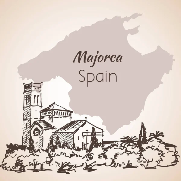 Mallorca eiland schets. Schets. — Stockvector