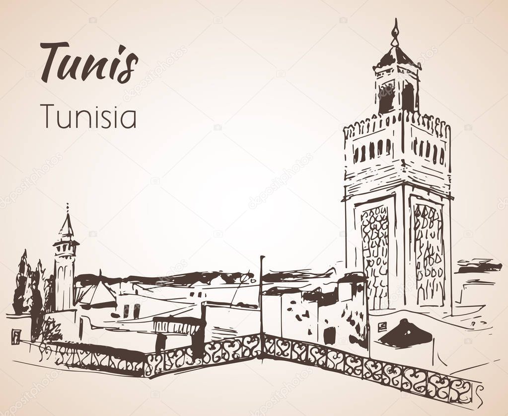 Tunis cityscape sketch. 
