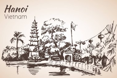 Hanoi pagoda ile defne. Vietnam. 