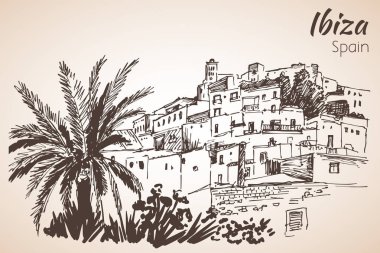Ibiza kent, Balear Adaları, İspanya, Avrupa eski şehri. Ibiza c