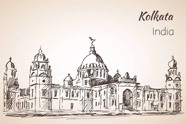 Victoria-hall - Bosquejo de la ciudad india Kolkata . — Vector de stock