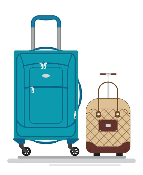 Tipos diferentes coloridos de bagagem. Design plano. Vetor . — Vetor de Stock