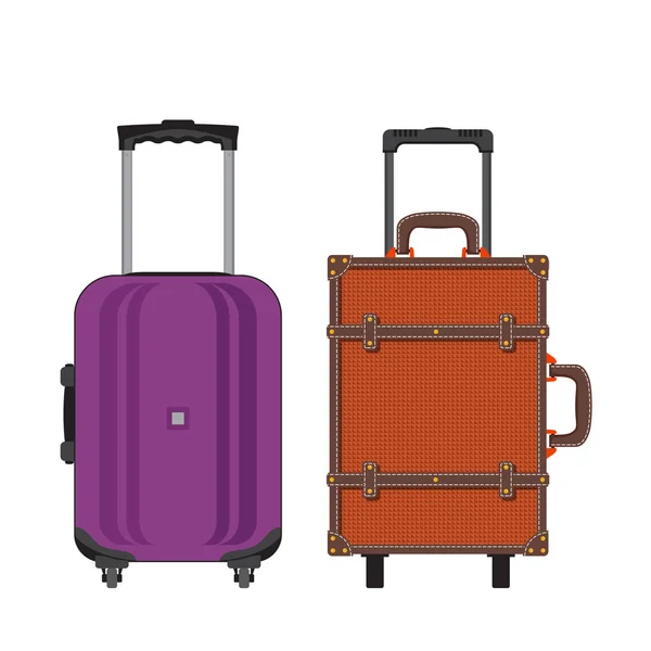 Différents types de bagages colorés. Design plat. Vecteur . — Image vectorielle