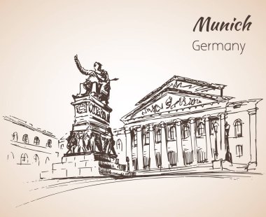 Münih şehir manzarası, Almanya.