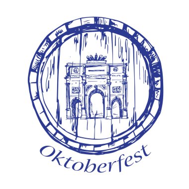 Munchen Siegestor görünümünü varil, Almanya içinde. Kroki. 