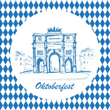 Siegestor in Munchen, Germany. Sketch. 