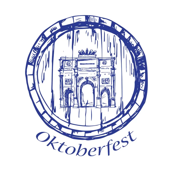 Munchen Siegestor görünümünü varil, Almanya içinde. Kroki. 