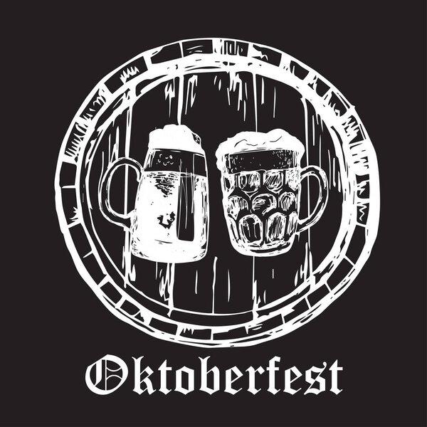 Вид на два бокала пива на бочке
. 