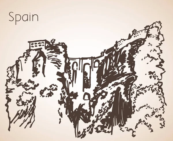 Ескіз Іспанії міста Севілья - новий міст. Puente Nuevo — стоковий вектор