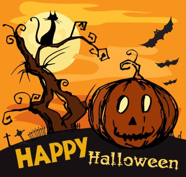 Kabak ve gece ağaç izole eski yıkık kalede. 