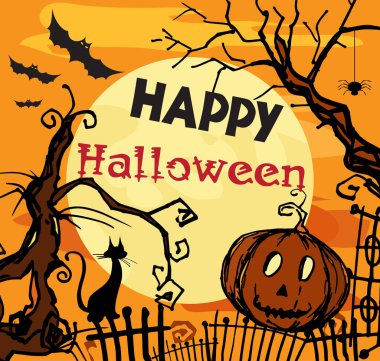 Geceleri kabak ile eski izole ağacı. 