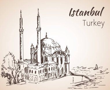 Istanbul Ortaköy Camii. Türkiye. Kroki. 