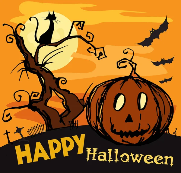 Kabak ve gece ağaç izole eski yıkık kalede. 