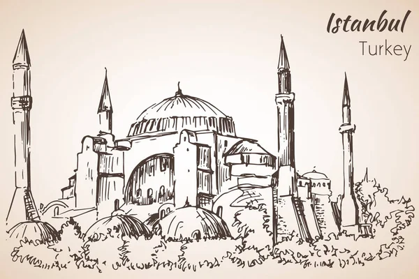 Estambul Museo Hadia Sophia - Ayasofya. Pavo. Esbozo . — Vector de stock