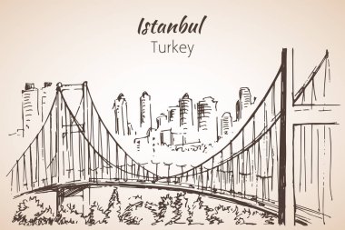 Istanbul Boğaziçi Köprüsü kroki. Türkiye. 
