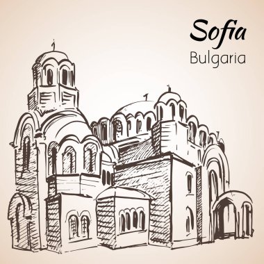 Sveti Sedmochislenitsi Kirche. Sofya, Bulgaristan. Kroki. 