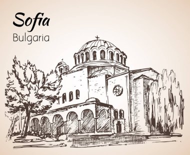Sveta Nedelya Kilisesi Sofia. Sofya, Bulgaristan. Kroki. 