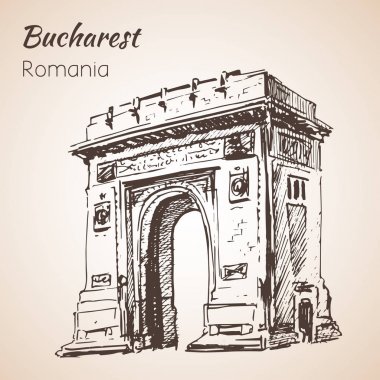 Triumph Arch kroki. Bucharest, Romanya. 