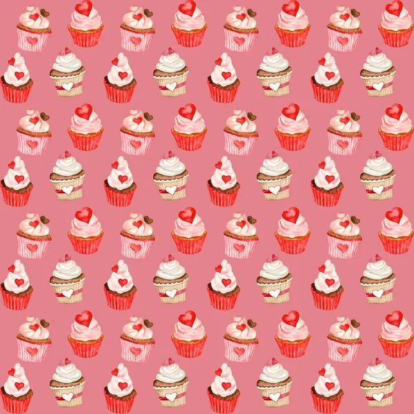 Seamless Valentine's day watercolor pattern. — Stock Photo, Image