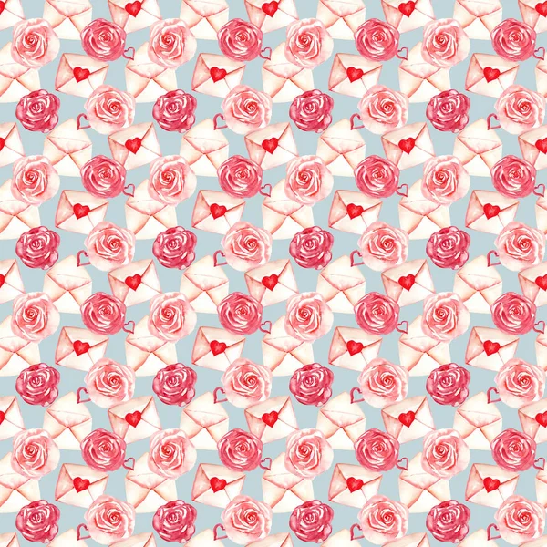 Seamless Valentine's day watercolor pattern. — Stock Photo, Image